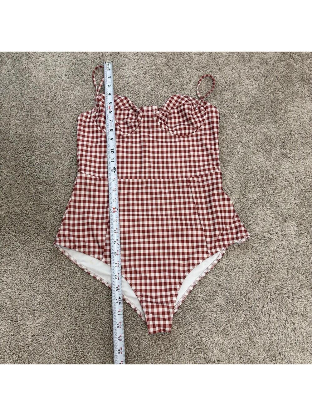 Reformation Red Gingham One Piece Swimsuit Women’s Size M Retro Beachy Vacation - Picture 6 of 6